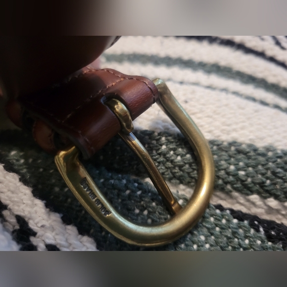 Jos A Bank Brown Italian Leather Belt Mens Sz 38 Brass Buckle Dress Work - Picture 3 of 8